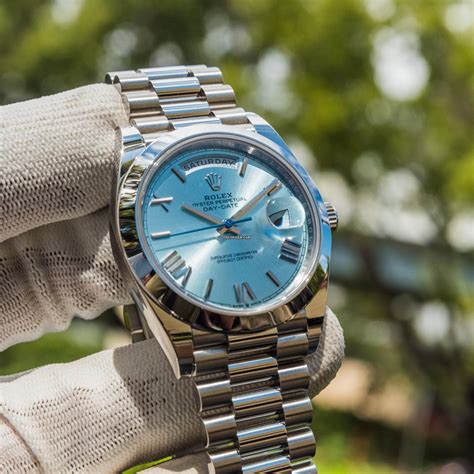 rolex platinum day date blue dial|rolex day date blue face.